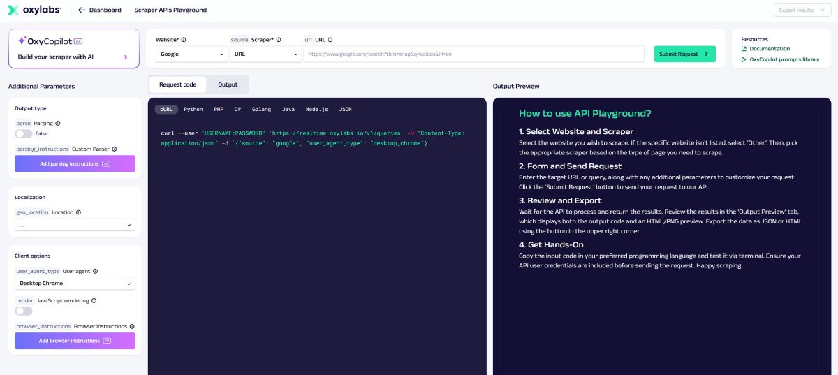 скриншот интерфейса OxyCopilot в действии