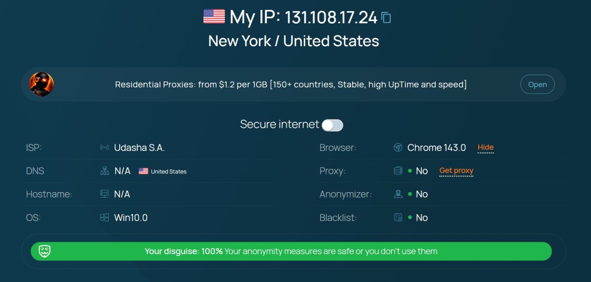 IP anonymity check