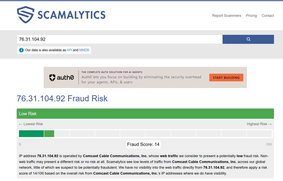 Fraud Score 14/100, Low Risk