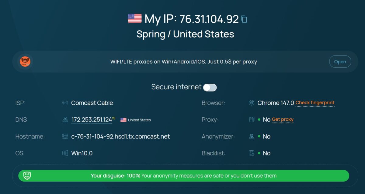 whoer.net Disguise 100%