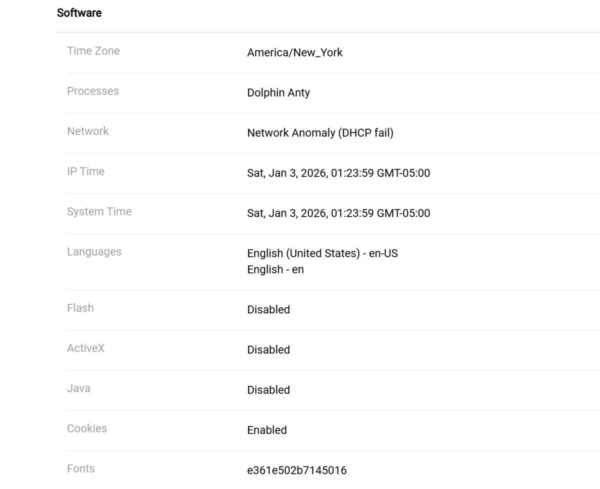 browser fingerprint detected