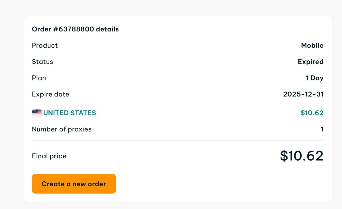 my ordered proxy from IPRoyal