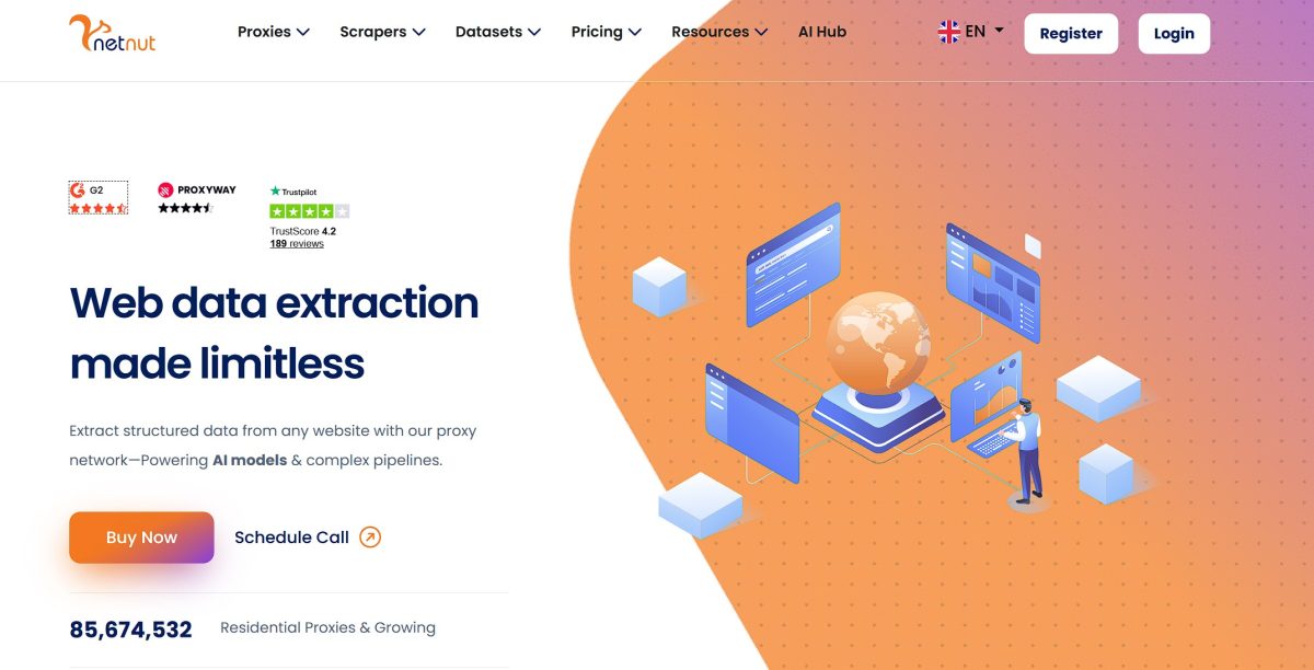 официальный сайт netnut.io, главная страница