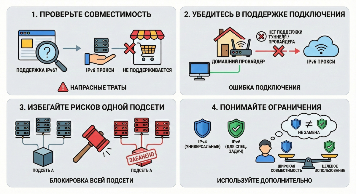 инфографика ошибок при работе с IPv6