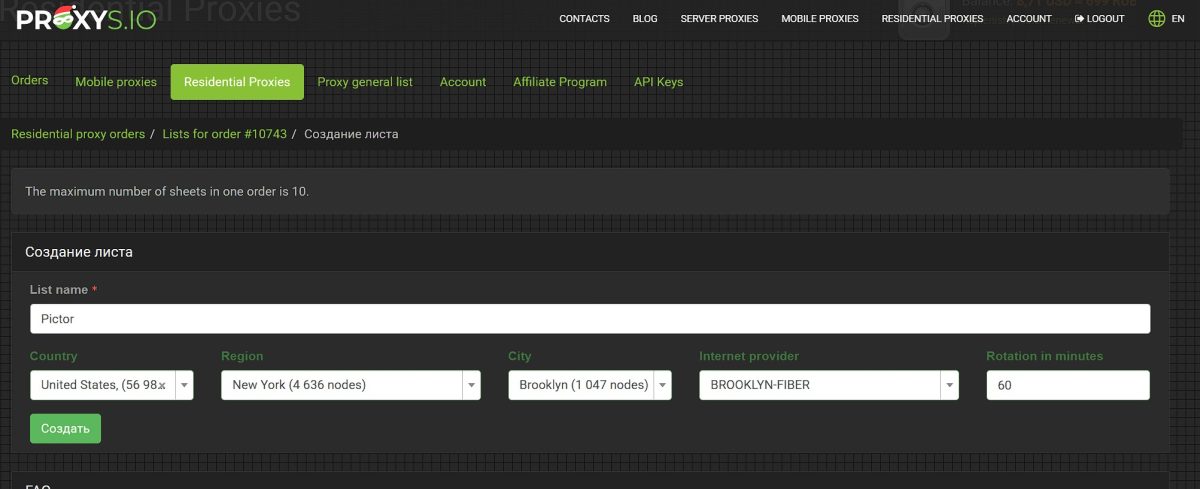 creating list with provider selection