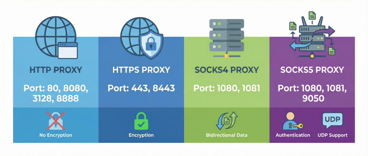 Типы прокси-серверов и их стандартные порты