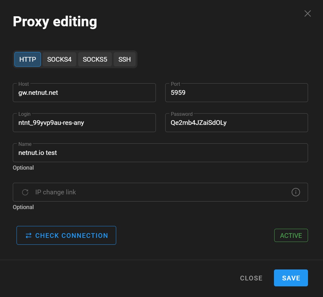 Proxy editing в антидетект-браузере