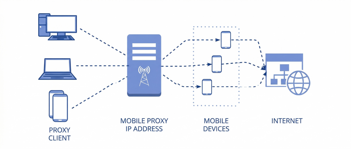 how mobile proxies work diagram
