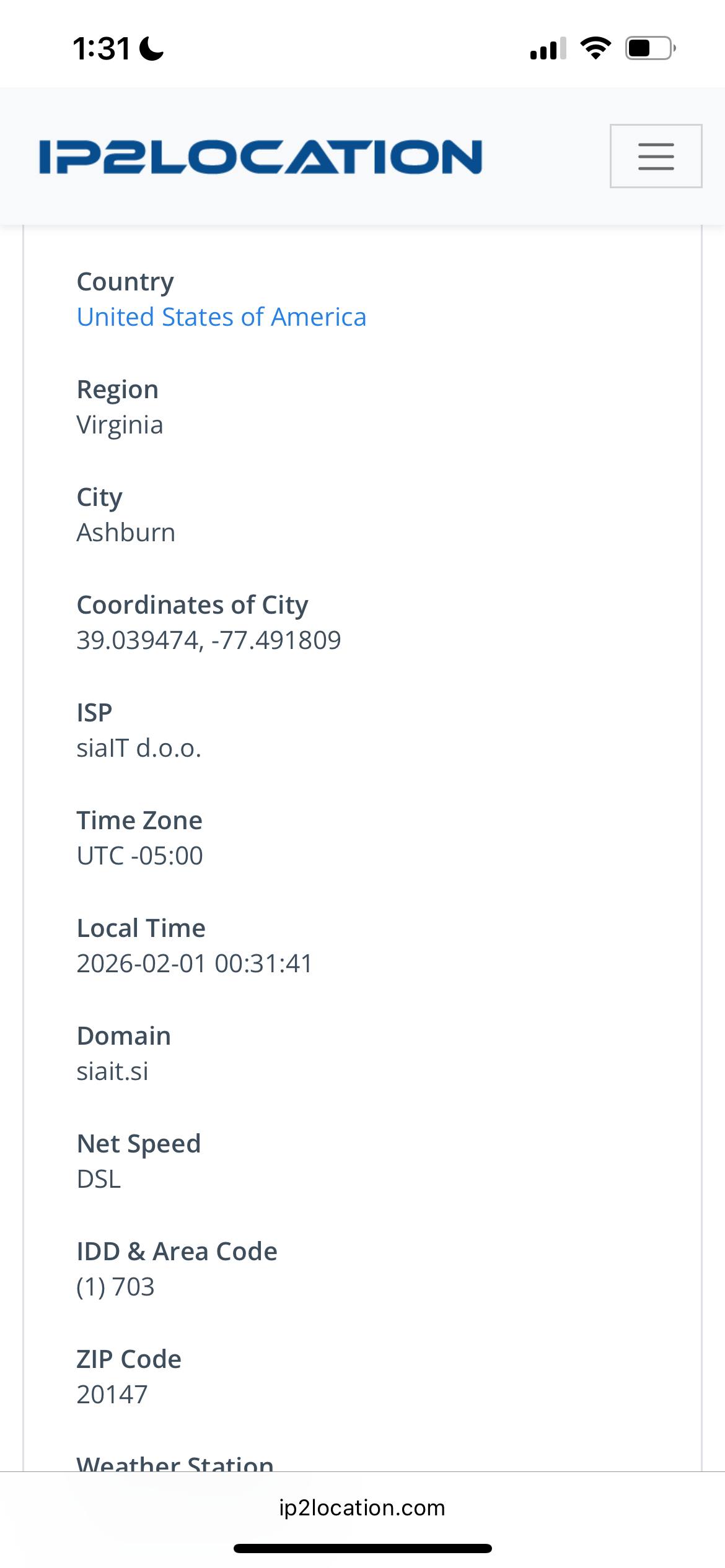 финальная проверка на ip2location
