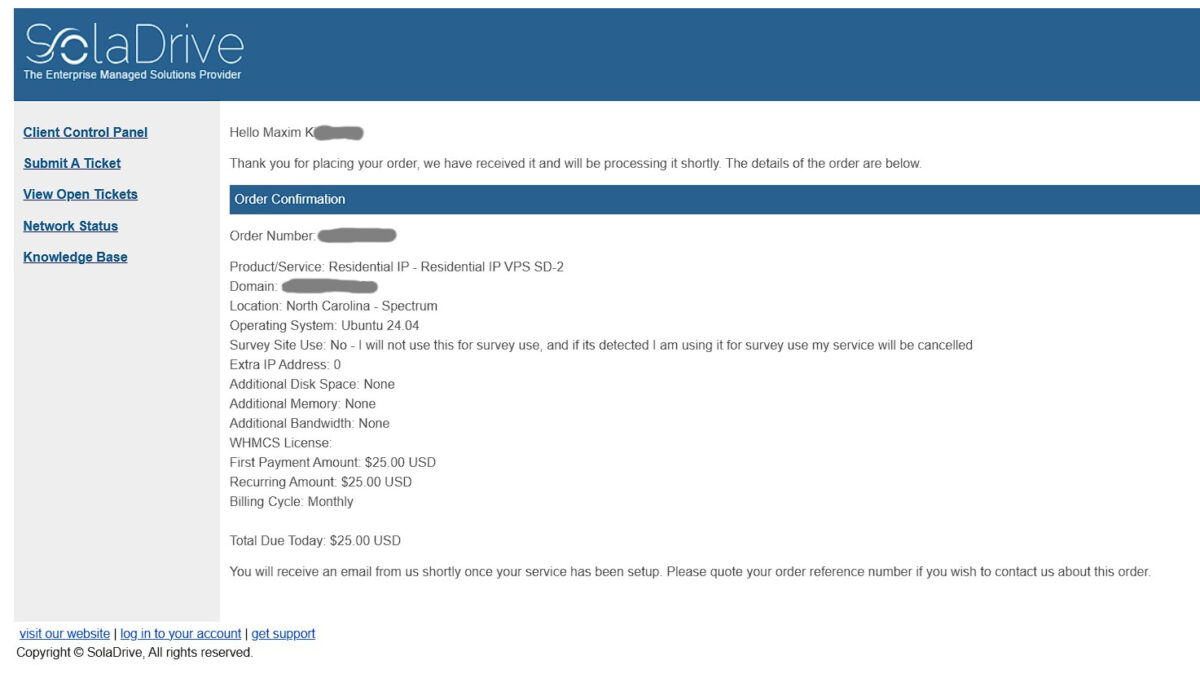 order confirmation