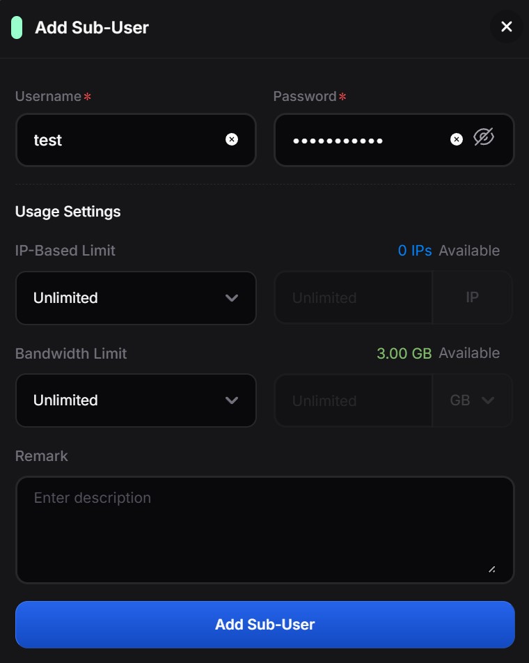Add Sub-User