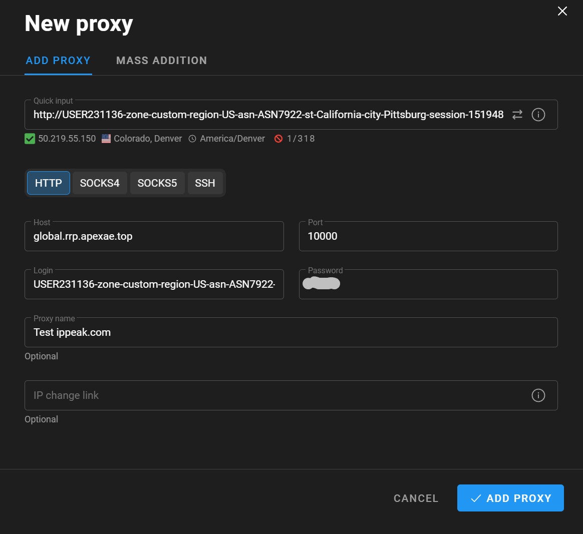 adding a proxy to an antidetect browser