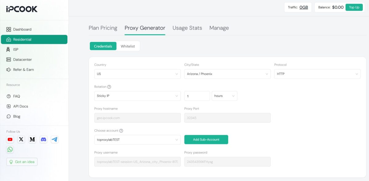 Proxy Generator with US parameters