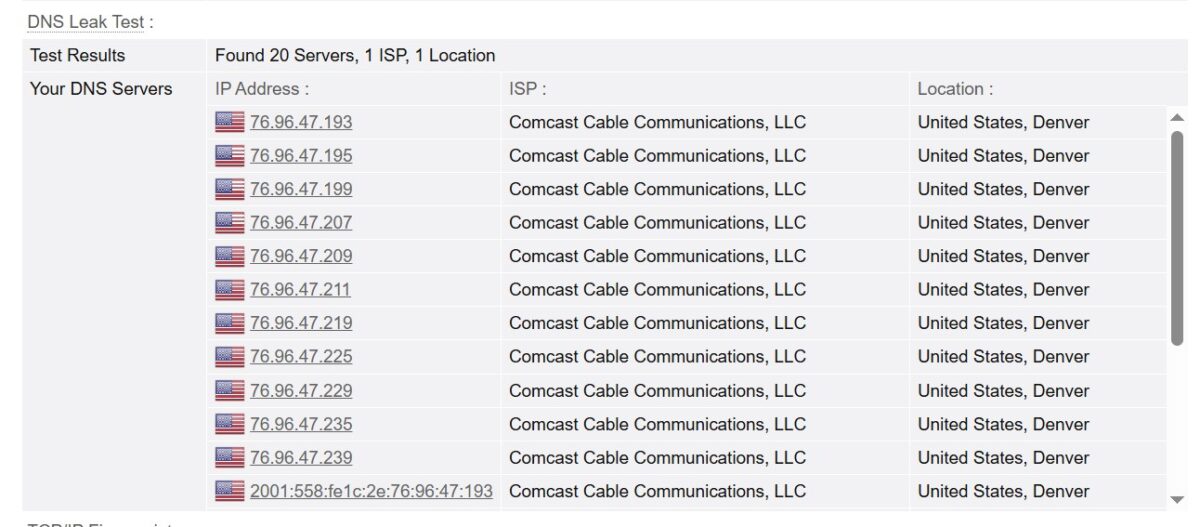 BrowserLeaks DNS