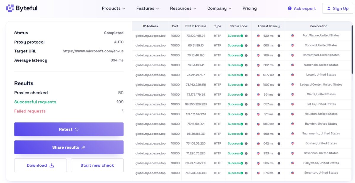 Byteful Proxy Test