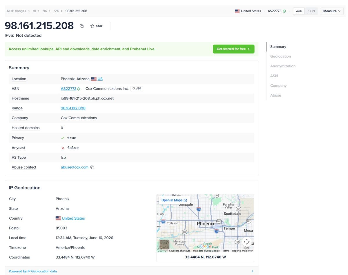 IPinfo/Probenet Summary