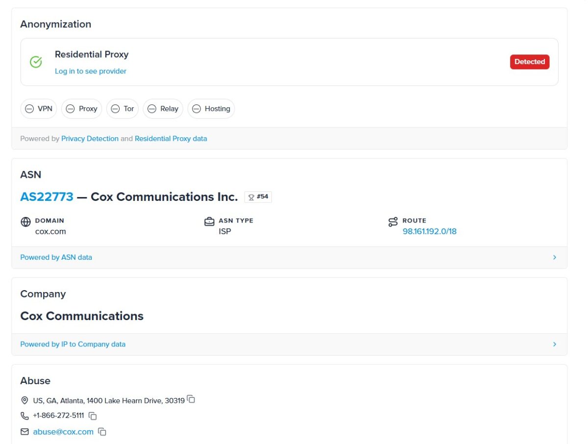 ipinfo Anonymization