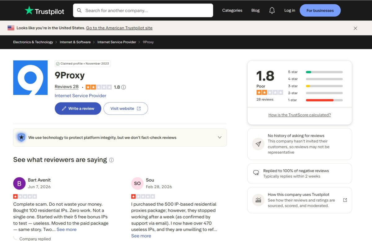 Trustpilot 9Proxy