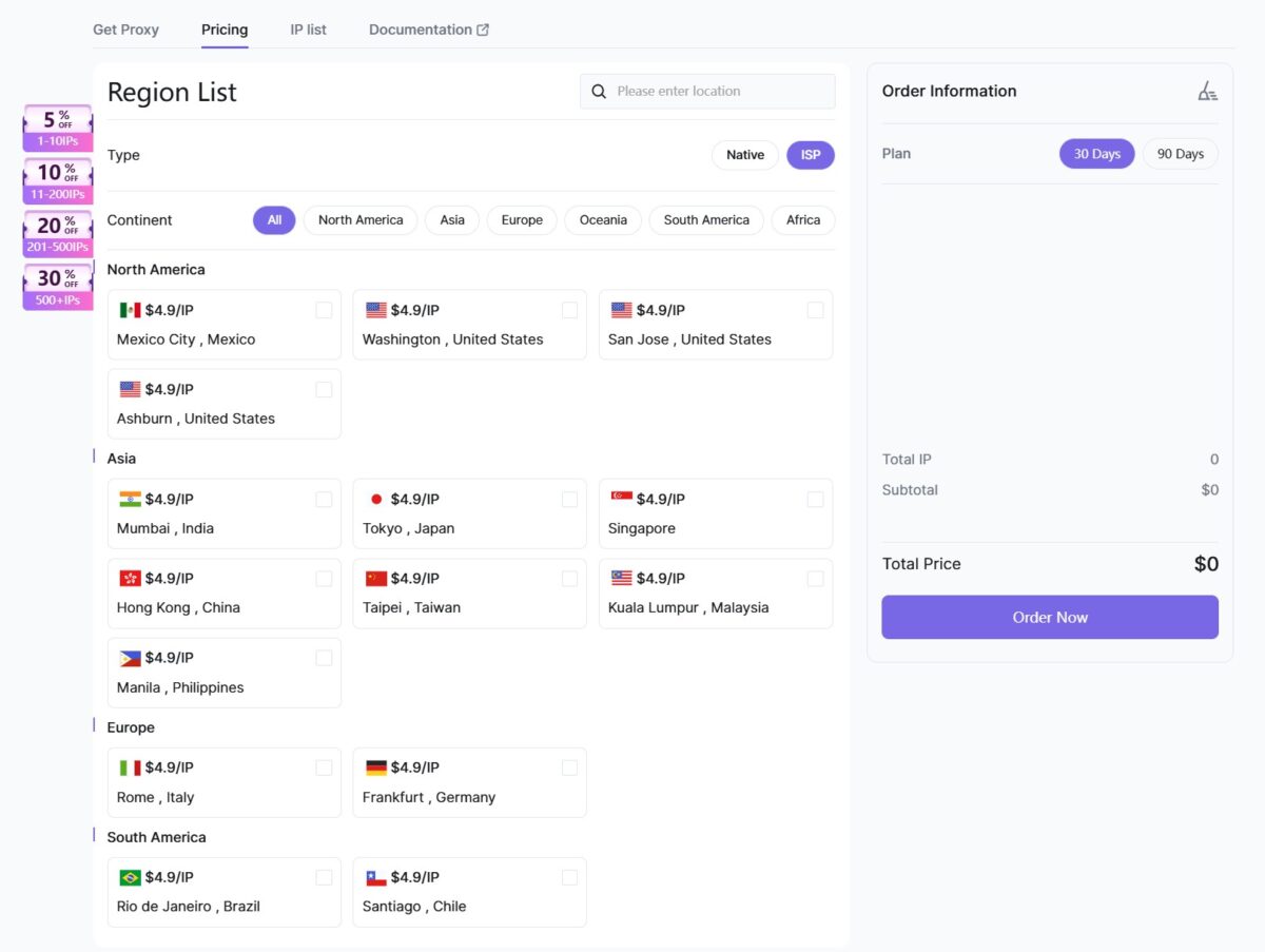 ISP Proxies pricing
