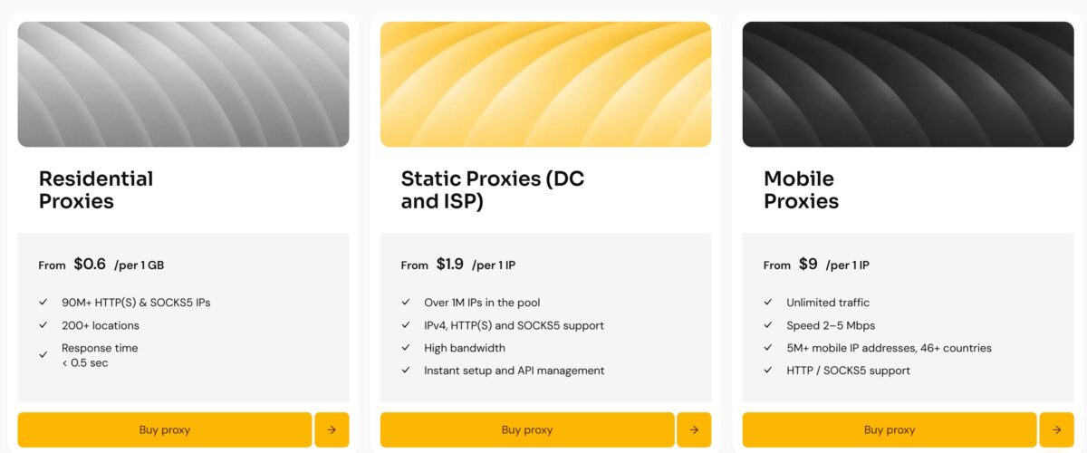 pricing on the homepage