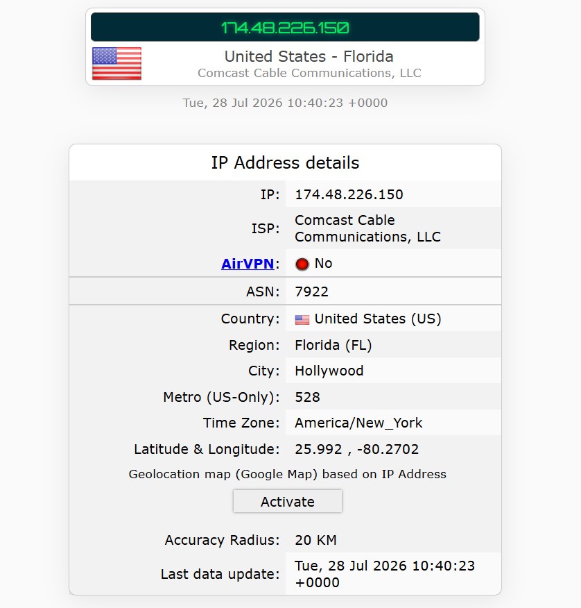 IP checker results