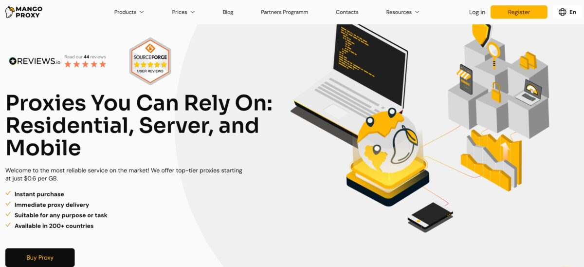 mangoproxy.com homepage