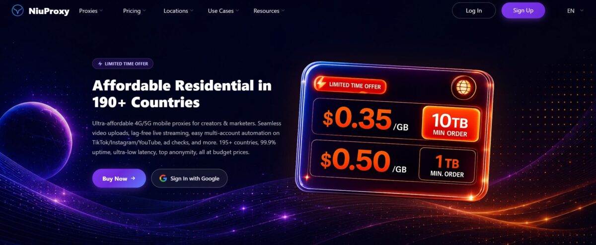 niuproxy.com homepage