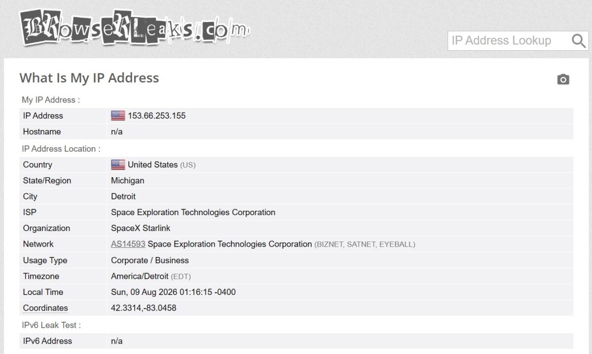 BrowserLeaks What Is My IP