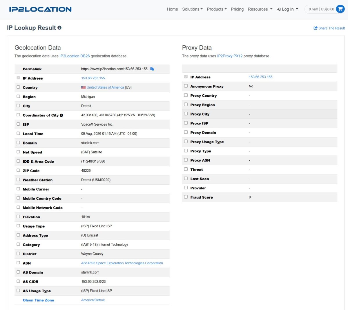 IP2Location Lookup