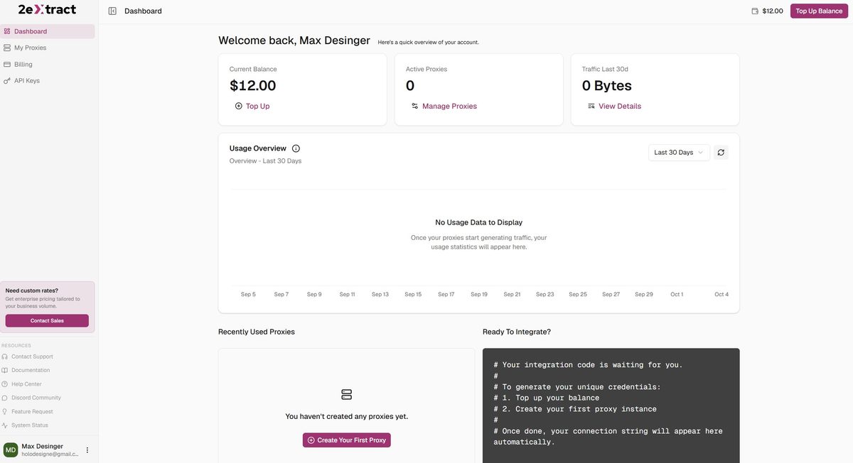 dashboard with balance