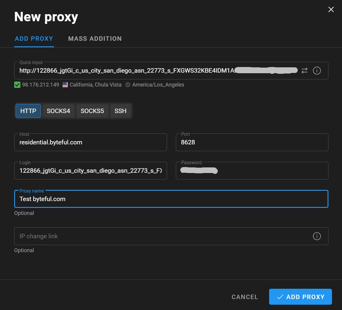 New proxy in Dolphin Anty