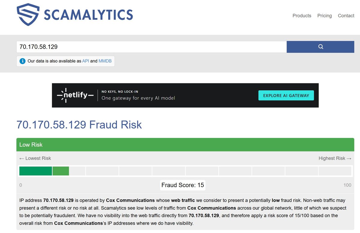 Scamalytics - Fraud Score