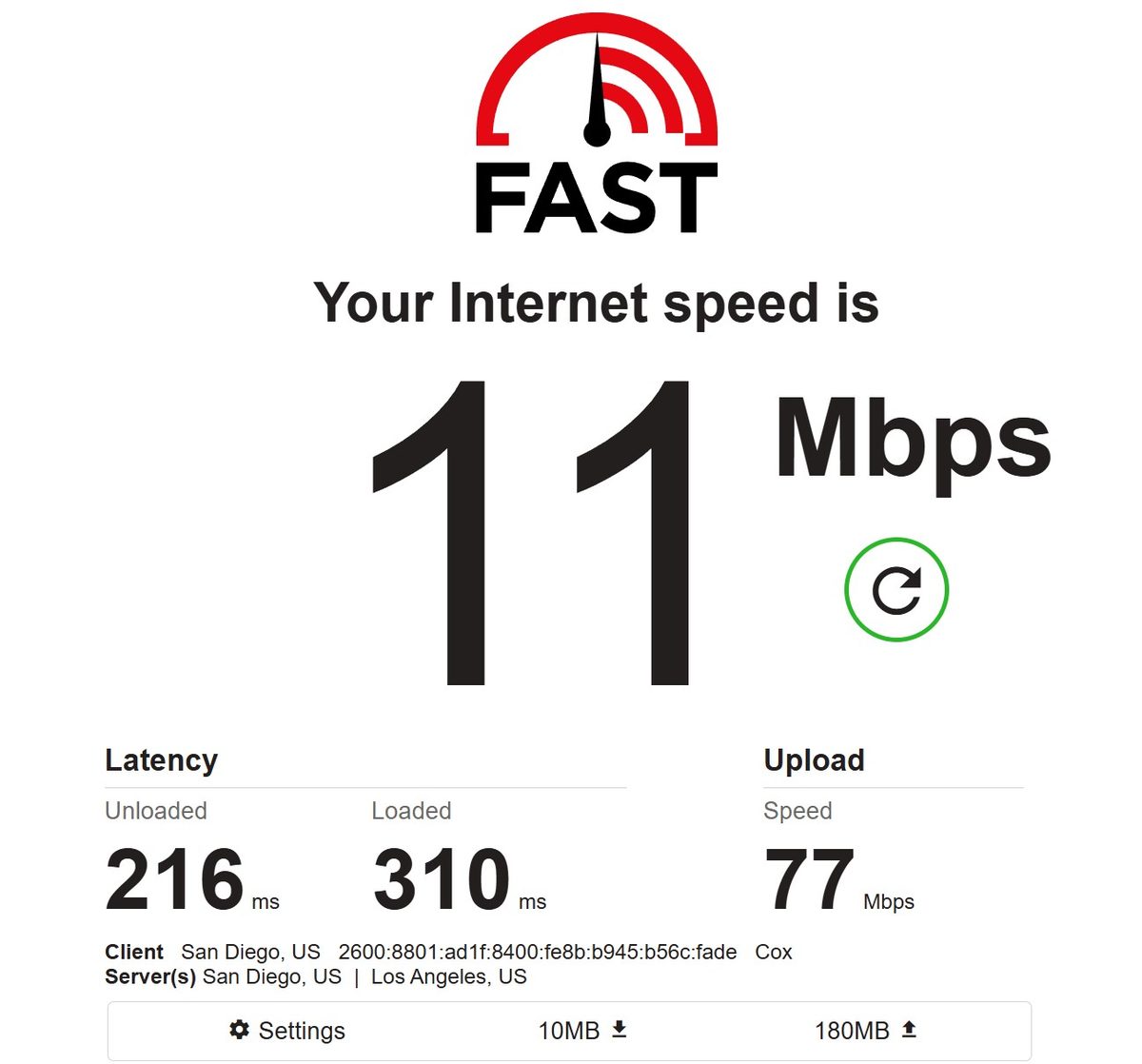 Fast.com - first measurement