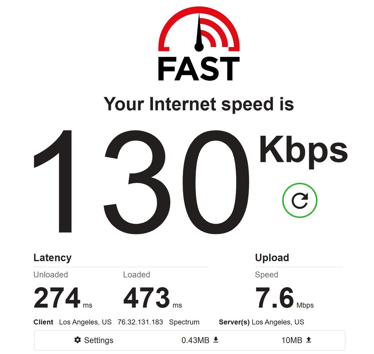 Fast.com - 130 Kbps download
